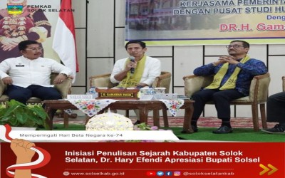 Inisiasi Penulisan Sejarah Kabupaten Solok Selatan, Dr. Hary Efendi Apresiasi Bupati Solsel.
