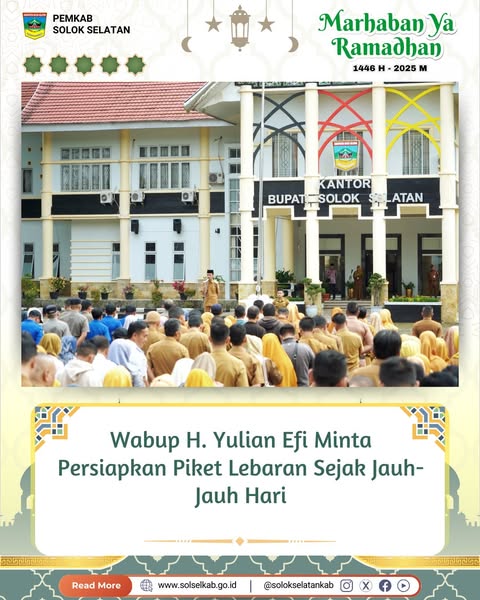 Wabup H. Yulian Efi Minta Persiapkan Piket Lebaran Sejak Jauh-Jauh Hari