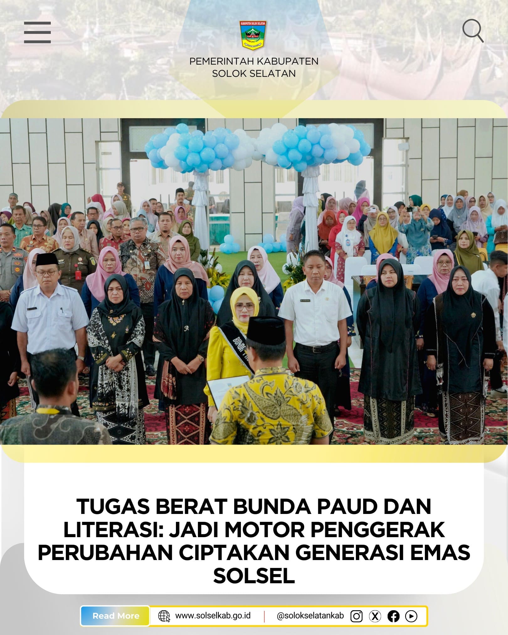 Tugas Berat Bunda PAUD dan Literasi: Jadi Motor Penggerak Perubahan Ciptakan Generasi Emas Solsel